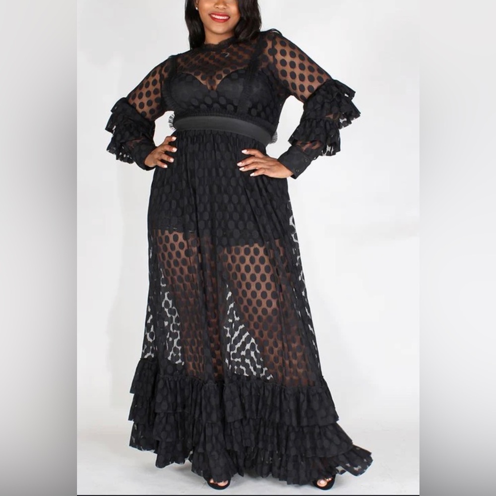 Gothic sheer black dress 1x